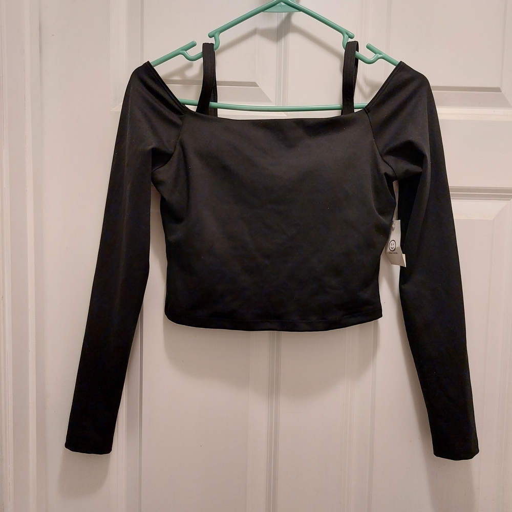 NEW Gilly Hicks Black Off-Shoulder Crop Top